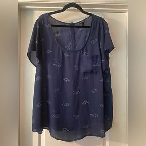 Torrid dinosaur print Abbey button down back shirt size 3